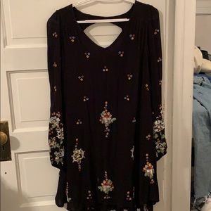 Free people Black w/ pattern high low tunic dress